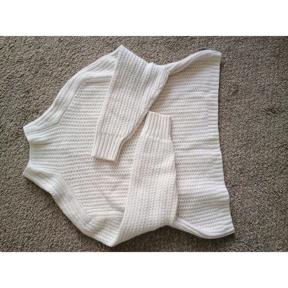 Madewell Pointelle-Stitch Mockneck Sweater ivory cream 100% merino wool small - Picture 5 of 13